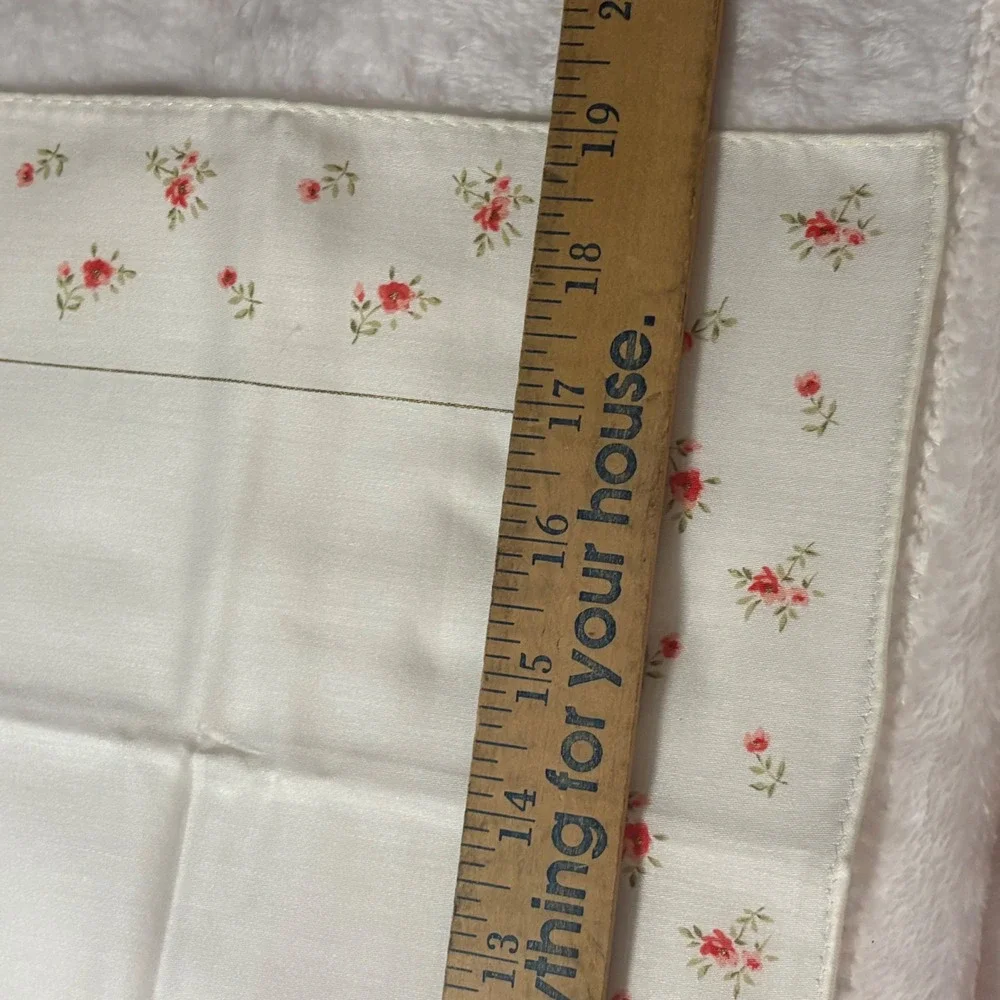 BURBERRY Scarf Handkerchief Floral Rosebud Silk Ivory White 19.5in